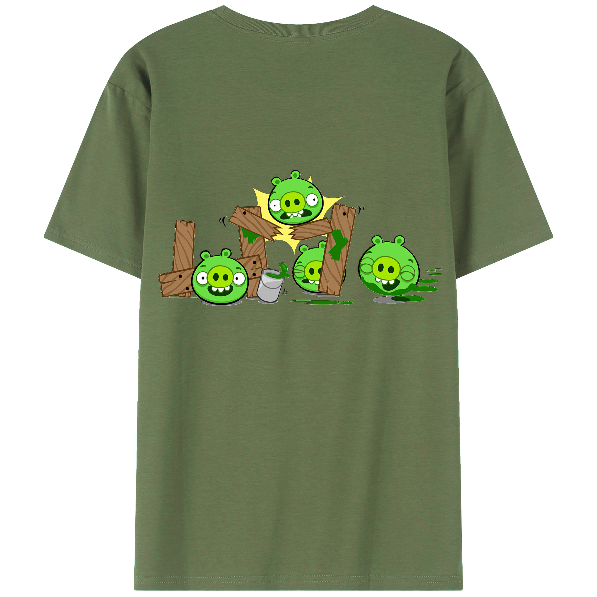 （画像用） Angry Birds アングリーバード 綿100％ メンズ半袖Tシャツ（バックプリント） 通気性
